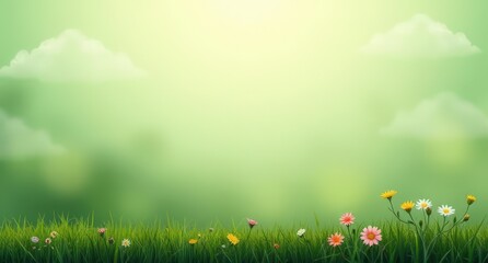 Fototapeta premium green grass and sky background