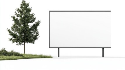 Fototapeta premium Blank billboard beside tree on sunny day