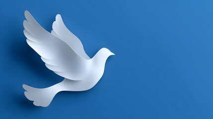Peace Day dove banner with a white bird on a blue background for global unity.
