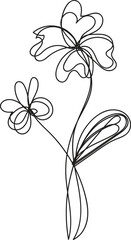 Abstract black and white floral design with a spring flower pattern and leaf illustration