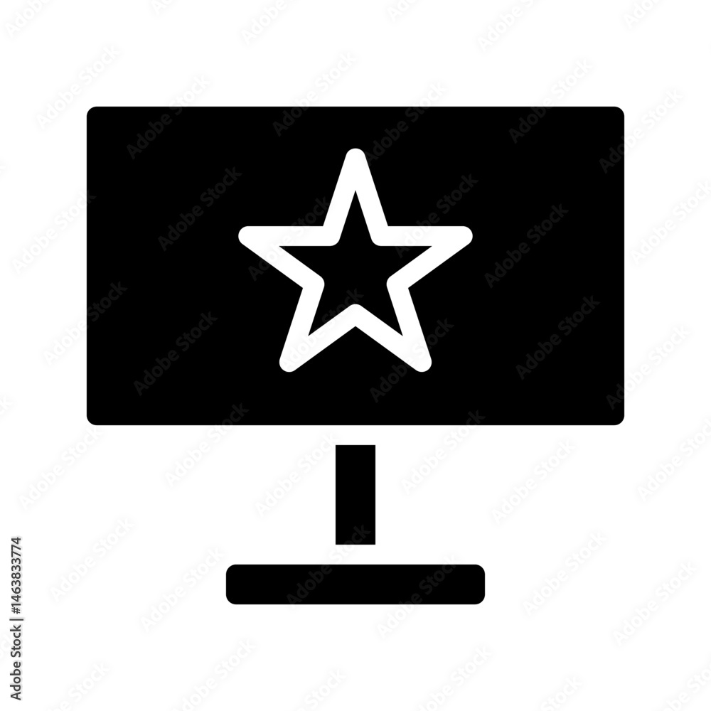 Poster computer display icon with star symbol illustrating exceptional performance