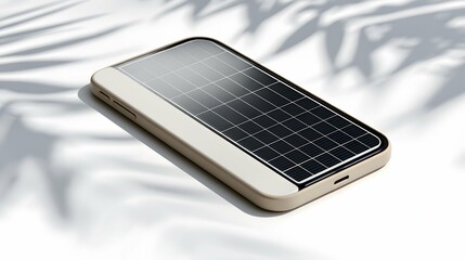 A slim, modern solar charger panel mockup with textured surface and sharp shadows.