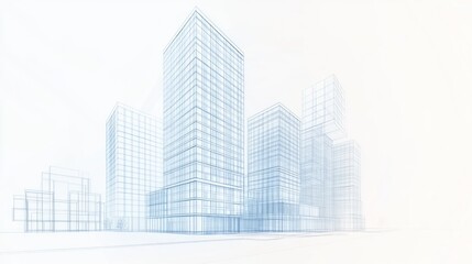 Abstract wireframe skyscrapers and city architecture design