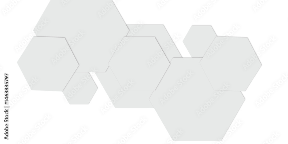 Poster light gray hexagon 3d effect pattern with shadow seamless texture background. use for book, poster, 