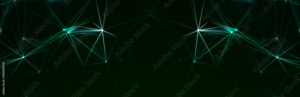 Leinwandbilder Polygonal background with dots and lines. Network connection structure. Science and technology. 3d