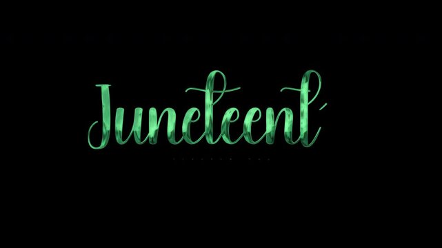 Animated of the text Juneteenth Freedom Day; suitable for social media posts, website banners, event invitations, and educational materials.