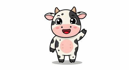 Obraz premium Cute Cartoon Cow Waving