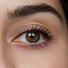 Photo Of A Human Eye With Brown And Green Iris And Long Eyelashes