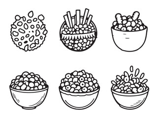 Healthy breakfast cereal line drawing vector artwork