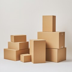 Obraz premium Stacked cardboard boxes