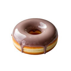 Sugar Glazed Donut with Dripping Glaze on White Background