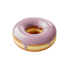 Sugar Glazed Donut with Dripping Glaze on White Background