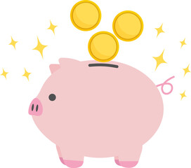 豚の貯金箱とお金のイラスト