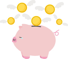 豚の貯金箱とお金のイラスト
