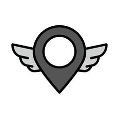 Obraz premium Winged location pin symbol in flat design style 