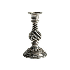 Antique Silver Candlestick with Intricate Spiral Design