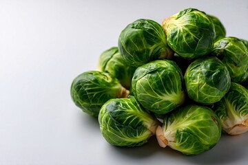 Fototapeta premium tempting brussels sprouts in the minimalist corner on a white background