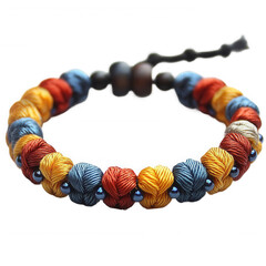 Obraz premium Buy handmade colorful knotted yarn bracelet adjustable friendship jewelry on transparent background