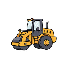 Cartoon Road Roller: Construction Vehicle Illustration