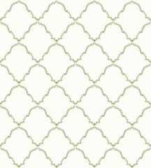 Seamless Diamond Floral Repeat Pattern with Small Ditsy Flowers. Charming Floral Tile Design. Vintage Floral Lattice, Illustration