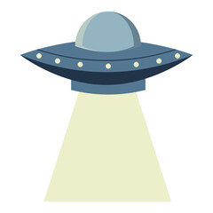 Illustration of UFO with Light Beam