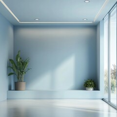 Fototapeta premium Modern light blue minimalist interior