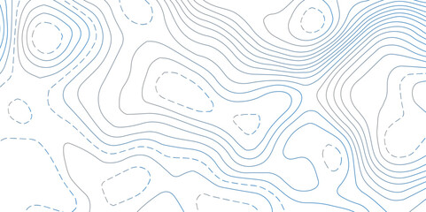 Abstract Topographic map design with and dark blue Seamless pattern with lines . geographic contour map paper texture.  Retro topographic map. geographic mountain relief. terrain path isol