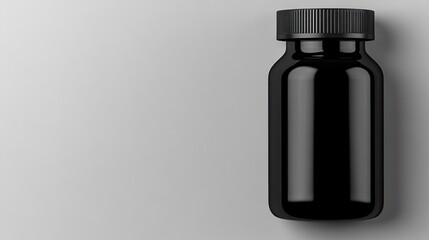 Fototapeta premium Black glossy cylindrical bottle packaging mockup clean and minimal product container