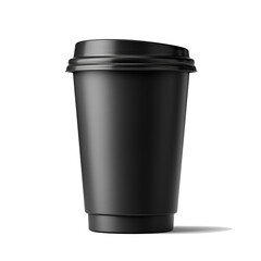 Professional black coffee to go cup mockup Template with lid and transparent background