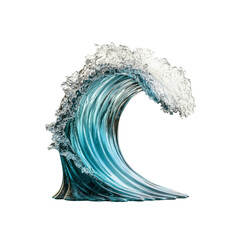 Crystal Ocean Wave Sculpture Teal Glass Art