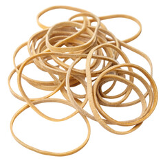 A pile of assorted rubber bands on a black background.