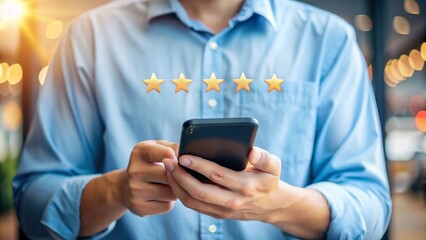 A smart man is holding a mobile phone in his hand displaying a social network message on the technology screen for wireless communication