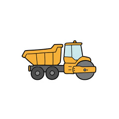 Cartoon Construction Roller. Yellow Vehicle Illustration