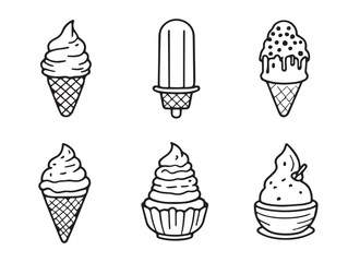 various ice cream scoop designs minimalist line art vector