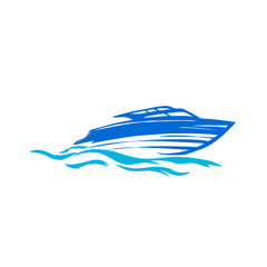 speedboat on water with sea waves without background