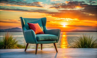lounge chair at sunset