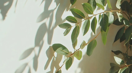 Abstract shadow patterns of leaves on wall nature photography indoor close-up hyperrealistic minimalism