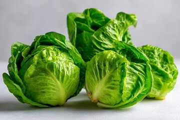 Fototapeta premium tempting lettuce in the sunny corner on a white background, in a clean food photography style