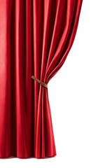 Red velvet curtain pulled back to reveal empty space elegant stage backdrop