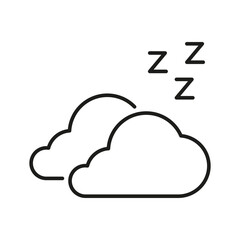 Clouds With Sleep Symbol Line Icon. Dreaming, Relaxation, And Restful Sleep Outline Symbol. Sleep Quality And Nighttime Imagery. Editable Stroke. Isolated Vector Illustration