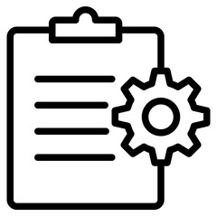 Settings Clipboard, Clipboard and gear icon. Project management concept icon in vector illustration