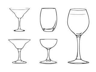 empty cocktail glass minimal line art vector design