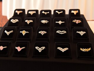 Elegant Diamond And Gemstone Rings Display