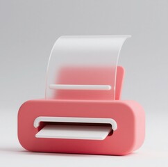 Minimalist 3D Render of a Pink Printer Icon Simple Printing Design