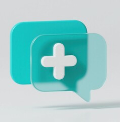 Fototapeta premium Minimalist 3D Render Overlapping Shapes, Add Icon, New Message Symbol