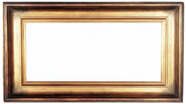 Ornate Vintage Gold Picture Frame with Decorative Details and Transparent Background