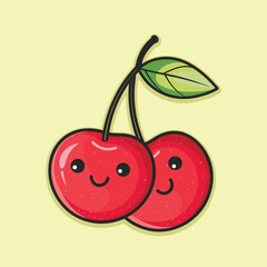 kawaii cherry  fruits illustration design