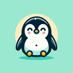 Ilustrasi vektor penguin di musim dingin