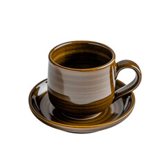 Obraz premium Ceramic Mug with Matching Saucer on White Background
