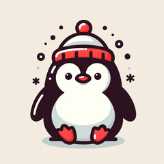 penguin with christmas hat